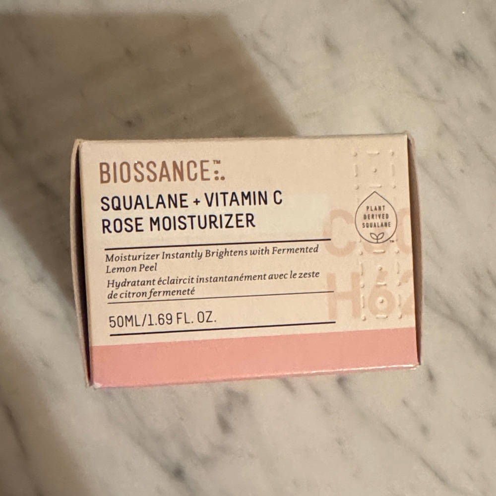 Biossance Squalane + Vitamin C Rose Moisturizer - Cream and Pink